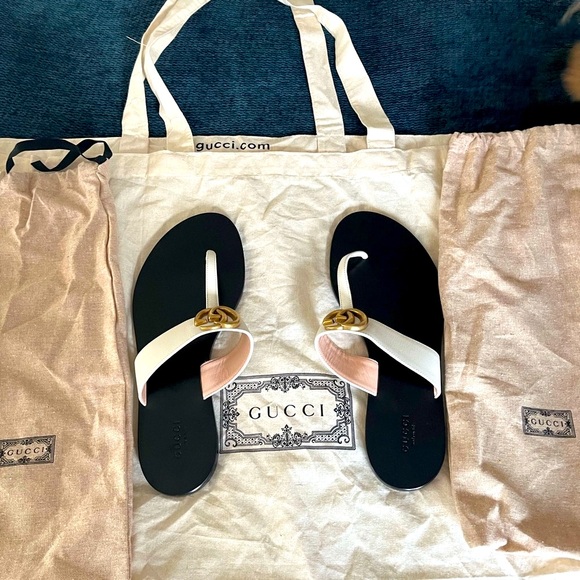 Gucci Marmont Flat Leather Thong GG sandals -never worn US 9 EU 39 - Picture 5 of 8